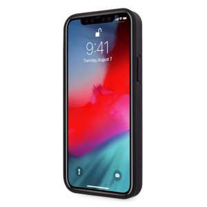BMW Ādas izliekts perforēts viedtālruņa apvalks iPhone 12 Pro Max - sarkans