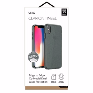 Uniq Clarion Tinsel viedtālruņa apvalks iPhone Xs Max - melns