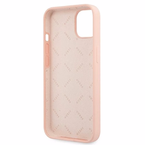 Guess GUHCP13SLS4GWPI iPhone 13 mini 5.4 silikona 4G logotipu kietais apvalks - rozā
