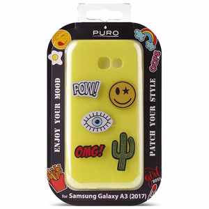 PURO Patch Mania vāciņš ierīcei Samsung Galaxy A3 (2017) ar 5 dekoratīvām uzšuvēm, dzeltens