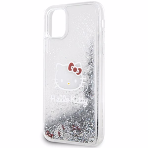 Hello Kitty šķidruma spīguļu piekariņa kaķa galvas viedtālruņa apvalks iPhone 11 / Xr - sudraba