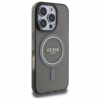 Guess IML Spīdums Aplis Magnētiskais viedtālruņa apvalks iPhone 16 Pro - melns