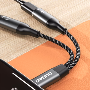 Dudao L13C+ 2in1 USB-C adapteris - pelēks