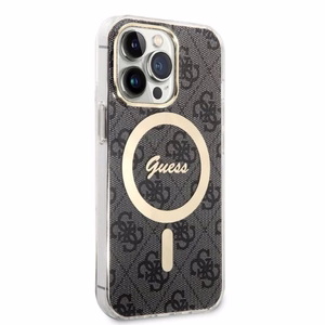 Komplekts Guess GUBPP13LH4EACSK vāciņš + lādētājs iPhone 13 Pro melns cietais vāciņš ar 4G rakstu Magnētiskais