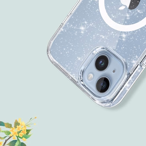 Tech-Protect FlexAir Hybrid Magnētiskais iPhone 13/14 apvalks - caurspīdīgs ar spīdumiem
