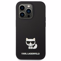 Karl Lagerfeld KLHCP14XSLCTBK iPhone 14 Pro Max 6.7 "cietais apvalks melns / melns Silikona Choupette Ķermenis