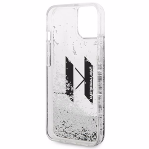 Karl Lagerfeld Liquid Glitter Big KL viedtālruņa apvalks iPhone 14 - sudraba