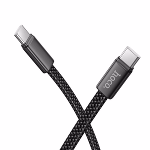 Plakanais kabelis USB C uz USB C Hoco 3A 60W 1 m X125 melns