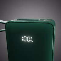 Portatīvais lādētājs SBS 10000 mAh 20W ar iebūvētu USB-C kabeli un digitālo indikatoru - zaļa
