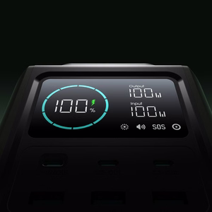 Portatīvais lādētājs Joyroom JR-PBF10 75000mAh 100W 3x USB-C 3x USB-A ar salokāmo lukturīti un rokturi (zaļš)