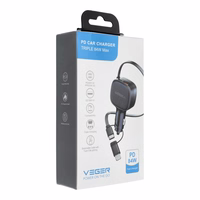 VEGER automobiļa lādētājs ar USB-C kabeli (USB-C / Lightning) QC PD 84W CC89 melns