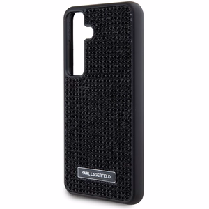 Karl Lagerfeld viedtālruņa apvalks ar metāla logotipu un rhinestone Samsung Galaxy S24 - melns