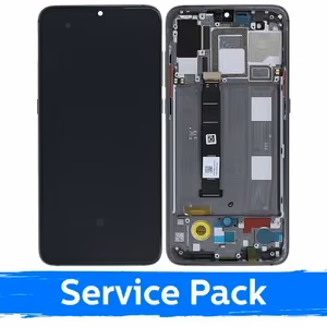 LCD displejs saderīgs ar Xiaomi Mi 9 ar rāmi / Piano Black / (Service Pack)
