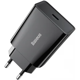 Baseus Speed Mini ātrās uzlādes lādētājs, USB-C, PD, 3A, 20W (melns)