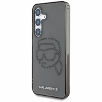Karl Lagerfeld viedtālruņa apvalks ar rhinestones Karl Head logotipu Samsung Galaxy S25 melns