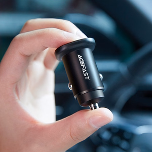 Acefast automašīnas lādētājs 38W USB Type C / USB, PPS, Power Delivery, Quick Charge 3.0, AFC, FCP melns (B1 melns)