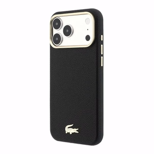 Case Lacoste PU Leather Champs Elysees Gold Logo MagSafe Apple iPhone 18 Pro black