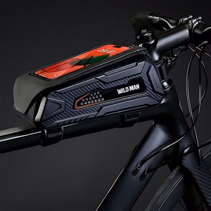 WILDMAN ceļojumu soma velosipēda rāmim ar rāvējslēdzēju, 1L (4 "- 7"), M90, melna