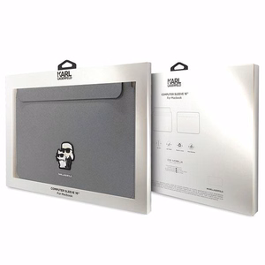 Karl Lagerfeld Saffiano Karl&Choupette apvalks 16" portatīvajam datoram - sudraba