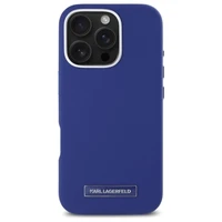 Karl Lagerfeld FW Metal Plate Magnētiskais viedtālruņa apvalks iPhone 16 Pro Max - zils