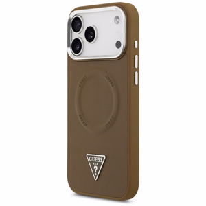 Guess Trīsstūra logotipa magnētiskais apvalks iPhone 17 Pro - brūns