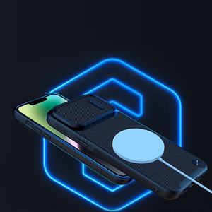 Nillkin Textured S viedtālruņa apvalks iPhone 14 Plus, bruņots vāciņš ar kameras vāciņu, zils