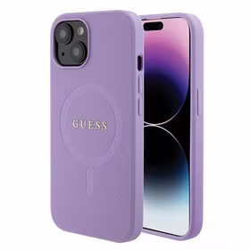 Guess GUHMP15SPSAHMCU iPhone 15 6.1" violets/violets cietais apvalks Saffiano MagSafe