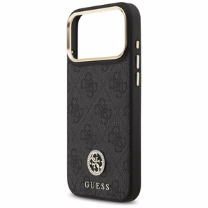 Guess чехол для iPhone 17 Pro Max совместимый с MagSafe GUHMP17XP4GRMDEK (PU W/ 4G Strass Logo) чёрный