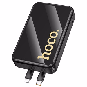 Portatīvais lādētājs Hoco 20000 mAh QC PD 22,5W ar iebūvētiem kabeļiem USB C + Lightning Q37A melns