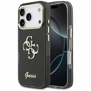 Guess IML 4G Script Metal maciņš for iPhone 17 Pro - melns