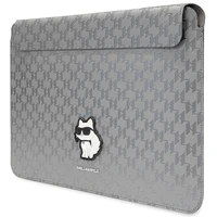 Karl Lagerfeld Saffiano Monogramma Choupette apvalks 14" klēpjdatoram - sudraba