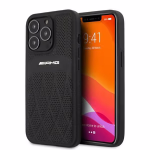 AMG AMHCP13LOSDBK iPhone 13 Pro / 13 6.1" melna/melna cietais apvalks ādas liektās līnijas