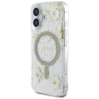 Guess Resin Flowers Glitter MagSafe iPhone 16 viedtālruņa apvalks (m) - smilškrāsas (m)