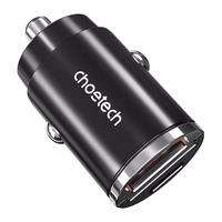 Auto lādētājs Choetech TC0006 1x USB-A, 1x USB-C 30W PD 3.0 (melns)