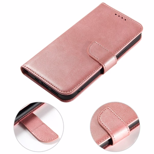 Magnet Case elegants grāmatas tipa apvalks ar statīvu iPhone 13 Pro rozā