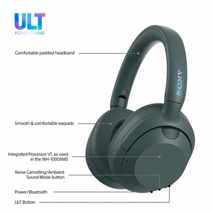 Sony ULT WEAR – bezvadu Bluetooth austiņas ar ULT POWER SOUND, dziļiem basiem, trokšņu slāpēšanu, līdz 30 h akumulatoru