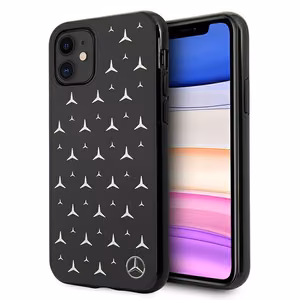 Mercedes Sudraba zvaigžņu raksta viedtālruņa apvalks iPhone 11 / Xr - melns