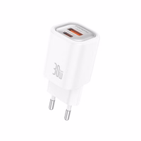 FONENG sienas lādētājs EU71 PD 30W 1xUSB-C + 1xUSB QC3.0 balts