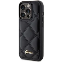 Guess Quilted Metal Logo viedtālruņa apvalks iPhone 15 Pro - melns