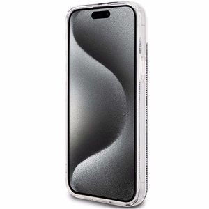 Guess IML 4G Gold Stripe viedtālruņa apvalks iPhone 15 Plus / 14 Plus - melns