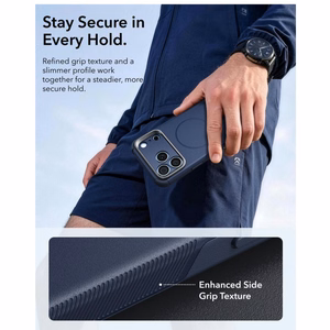 ESR Cyber Tough Kickstand MagSafe maciņš, paredzēts iPhone 18 Pro / 17 Pro, tumši zils