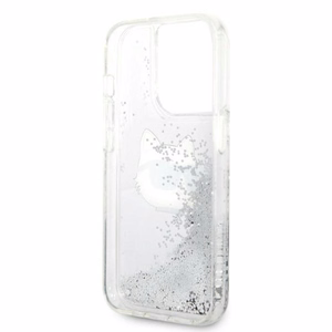 Karl Lagerfeld KLHCP14LLNHCCS iPhone 14 Pro 6.1" cietais viedtālruņa apvalks sudrabains/sudrabains Mirdzošs Choupette Head
