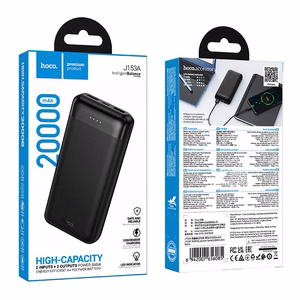 Ārējais akumulators Hoco J153A, 20000 mAh, 2 A, 10 W, melns