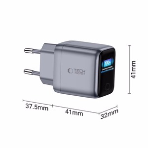 Tech-Protect PowerVision NC45W-GaN 1 pieslēgvietu sienas lādētājs, PD 45W – tumši pelēks