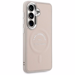 Karl Lagerfeld Embossed Ring RSG Logo MagSafe maciņš Samsung Galaxy S26 rozā
