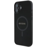 Viedtālruņa apvalks Guess Saffiano Klasiskais Logotips MagSafe iPhone 16 Plus - melns