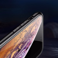 Krāsu stikla viedtālruņa apvalks izturīgs apvalks ar rūdīta stikla aizmuguri un kameras vāciņu iPhone 11 Pro Max raksts 2