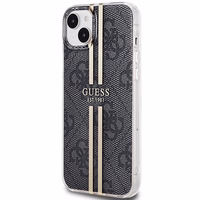 Guess IML 4G Gold Stripe viedtālruņa apvalks iPhone 15 Plus / 14 Plus - melns