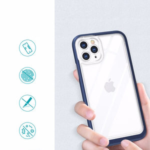Прозрачный чехол 3in1 для iPhone 11 Pro Max гелевый с рамкой синий