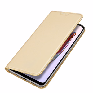 Dux Ducis Skin Pro Case For Xiaomi Redmi 11A / Poco C55 / Redmi 12C Cover Flip Card Wallet Stand Gold